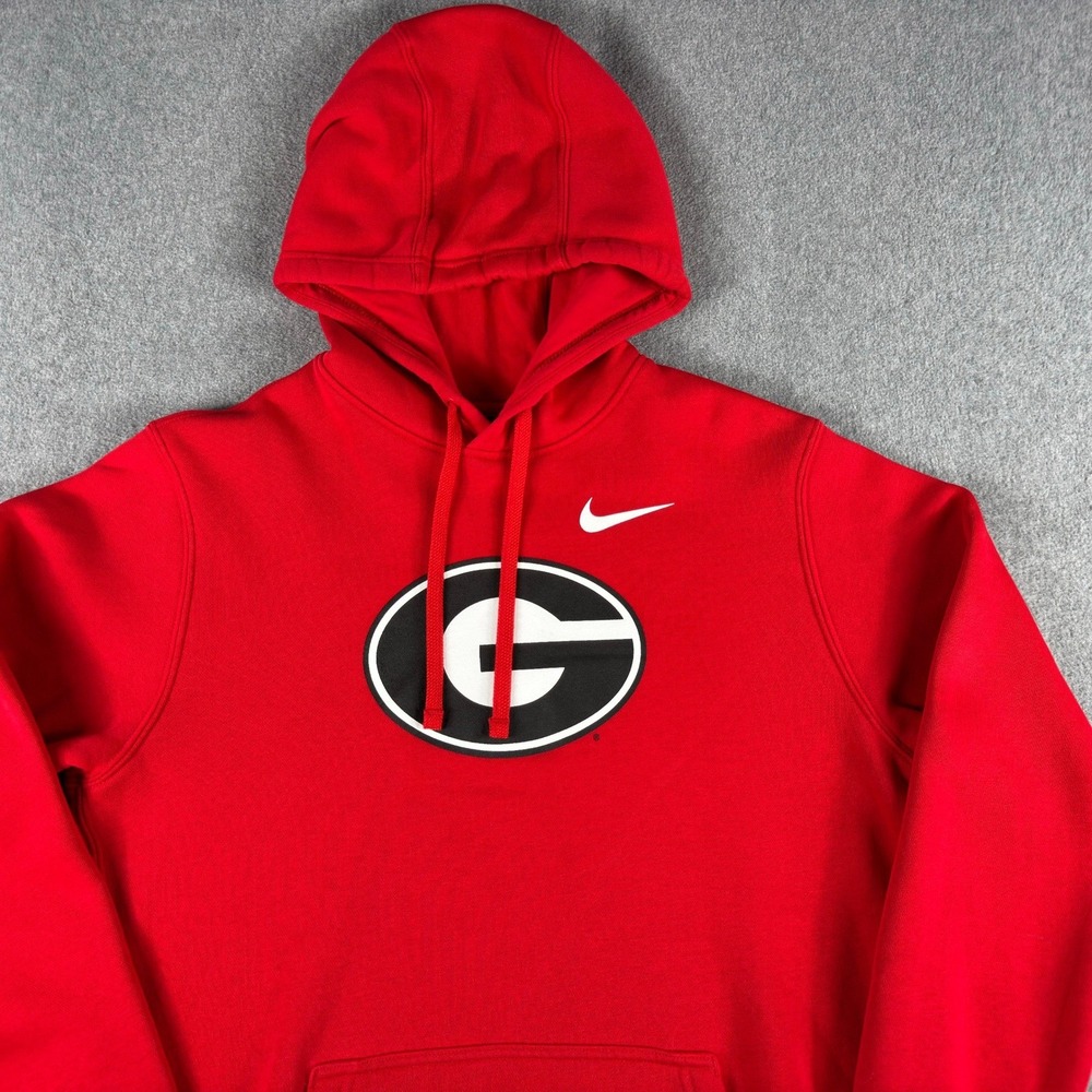 Georgia Bulldogs Nike Fleece Hoodie Mens Medium Red Pullover NCAA